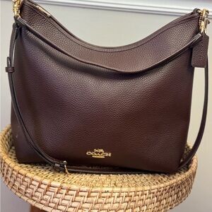 Coach Large Laurel Maple Pebbled Leather Shoulder Bag